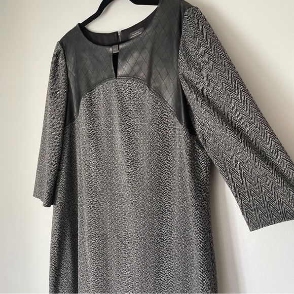 Tahari Arthur S. Levine Faux Leather Trim Dress - Picture 2 of 11